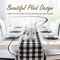 Plaid Checkered Table Runner - Washable Indoors or Outdoors Black and White